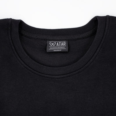 Polerón mujer negro crew neck algodón orgánico