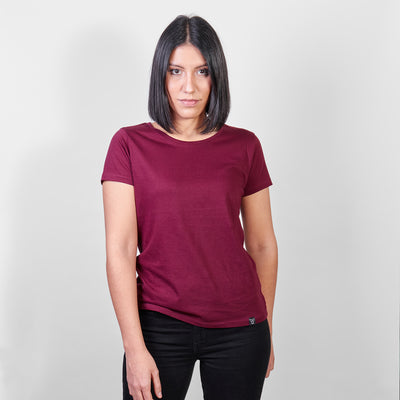 Polera burdeo algodón orgánico mujer
