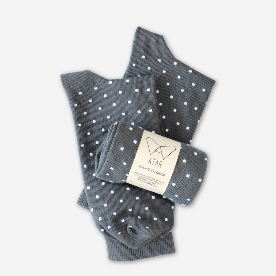 Calcetín Gris con Puntos