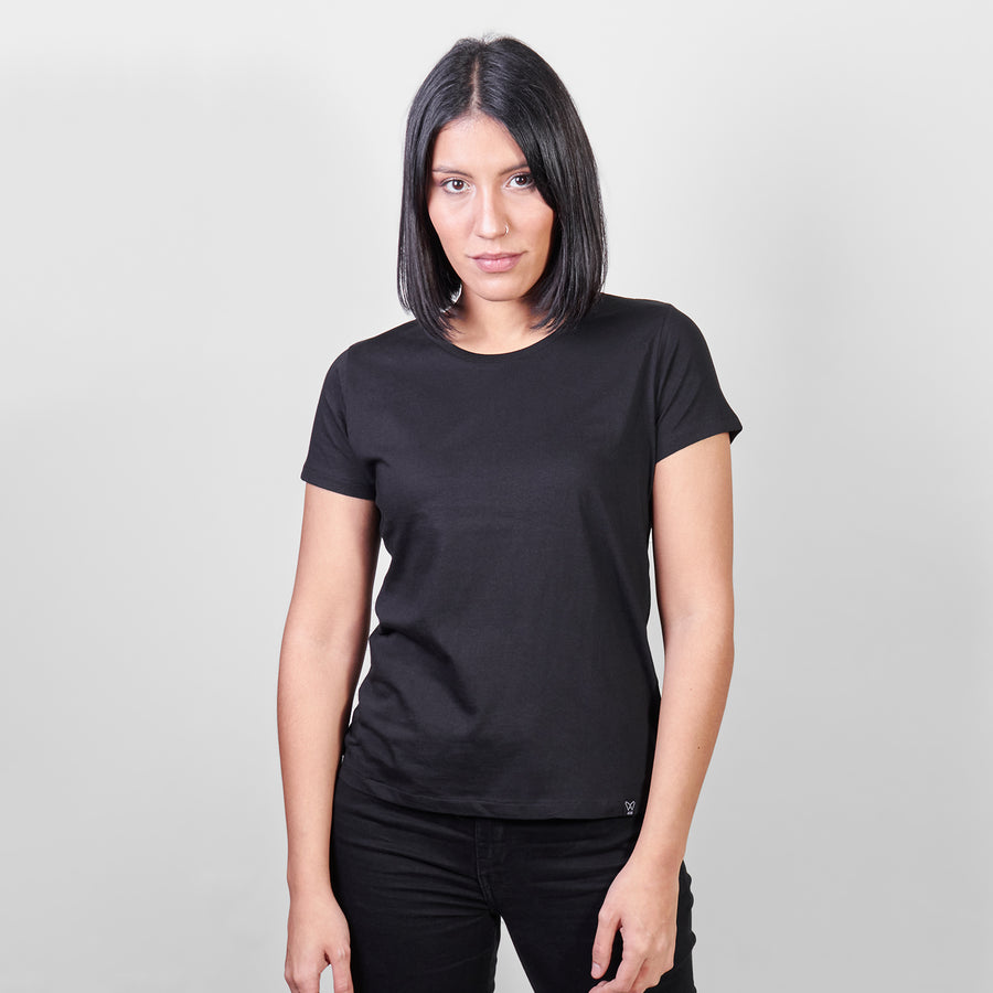 Polera negra algodón orgánico mujer