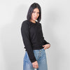 Polerón mujer negro crew neck algodón orgánico