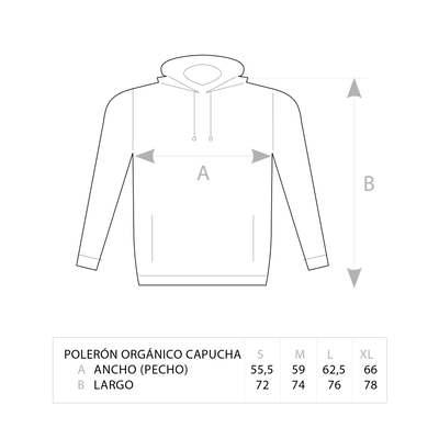 Polerón hoodie negro algodón orgánico
