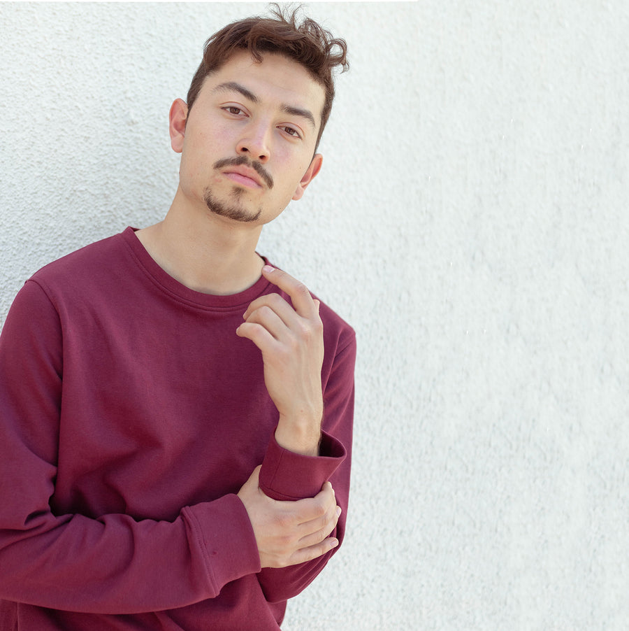 Polerón burdeo crew neck algodón orgánico