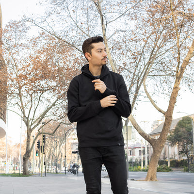 Polerón hoodie negro algodón orgánico