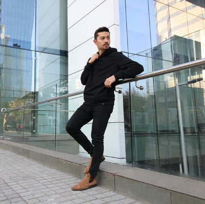 Polerón hoodie negro algodón orgánico