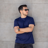 Polera azul algodón orgánico hombre