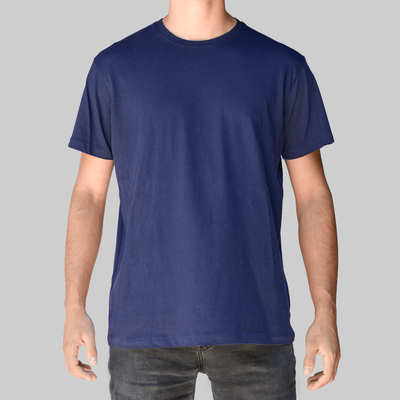 Polera azul algodón orgánico hombre