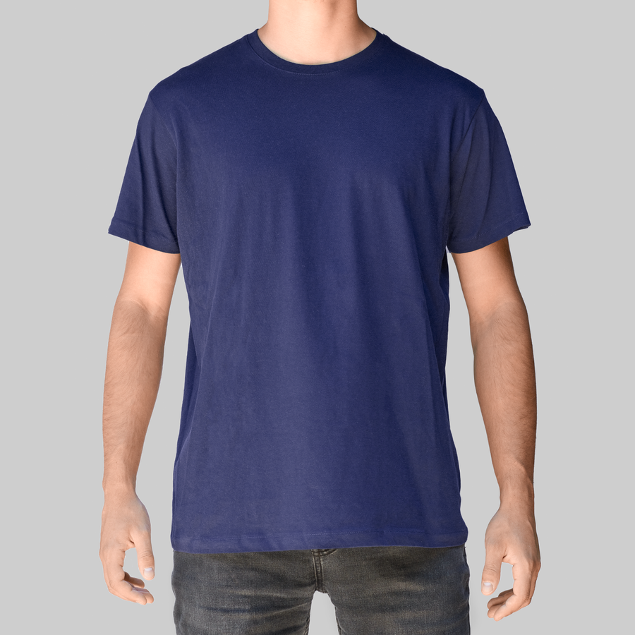 Polera azul algodón orgánico hombre