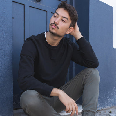 Polerón negro crew neck algodón orgánico